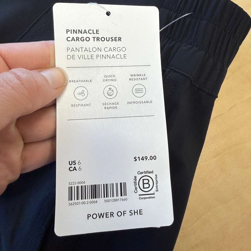 NWT Athleta Pinnacle High Rise Cargo Trouser | Black - Picture 6 of 12